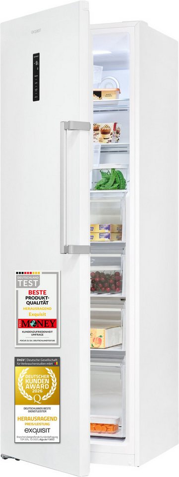exquisit Gefrierschrank GS295-NF-H-040C weiss, 185 cm hoch, 60 cm breit, Viel Platz, starke Gefrierleistung & No Frost für eisfreies Gefrieren Bild 4