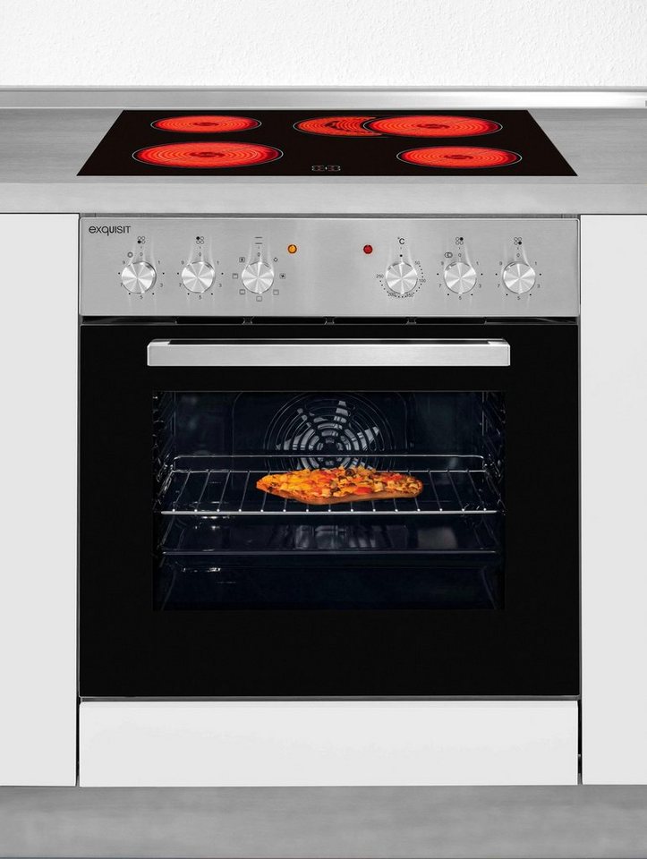 exquisit Elektro-Herd-Set EHE 156-2.1UBZ-Set, Umluft für gleichmäßige Wärme ideal für Plätzchen auf mehreren Blechen