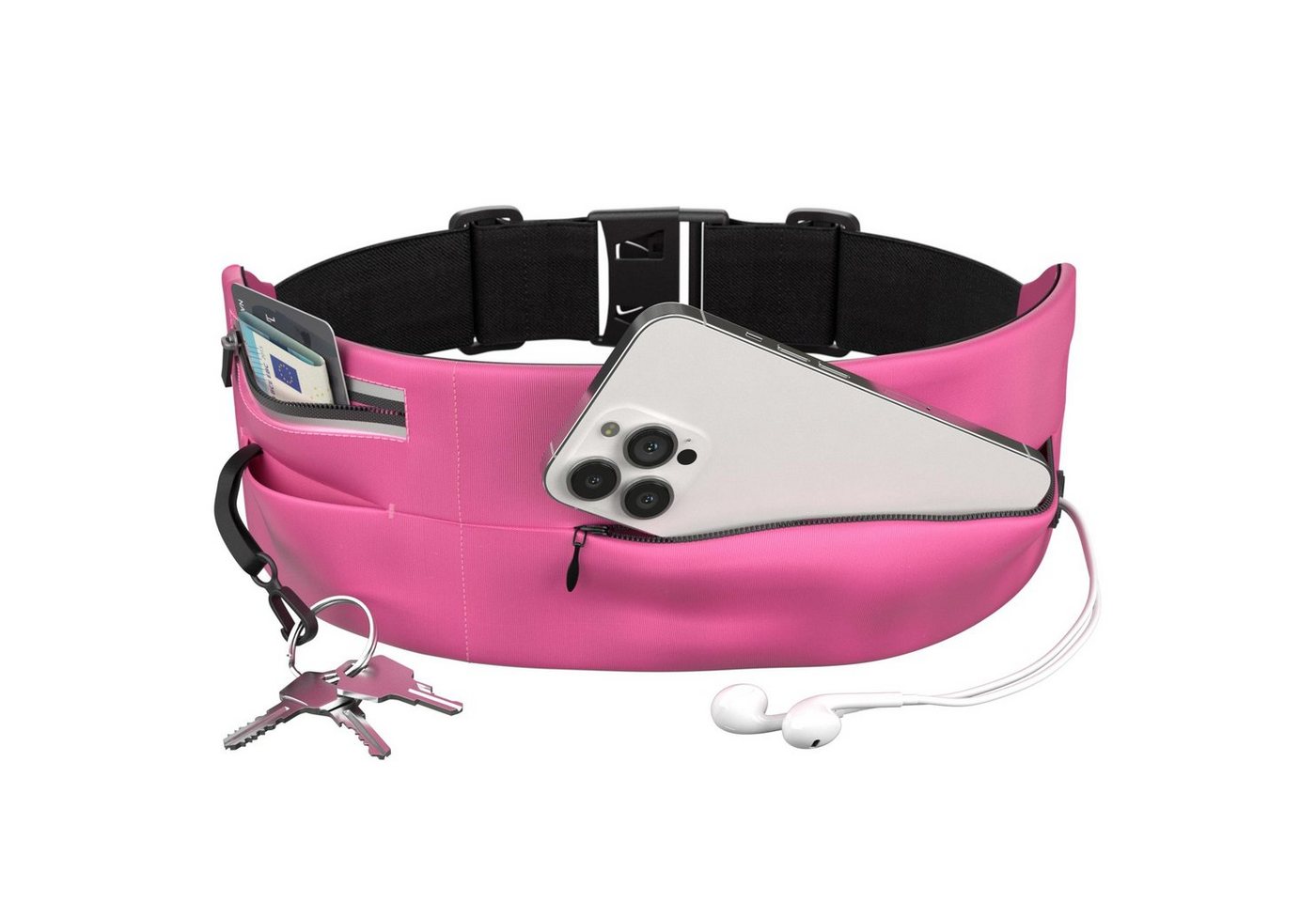 EAZY CASE Laufgürtel Universal Sport Bauchtasche Breit Wasserabweisende Hüfttasche Bauchtasche Laufgürtel Joggingtasche Pink