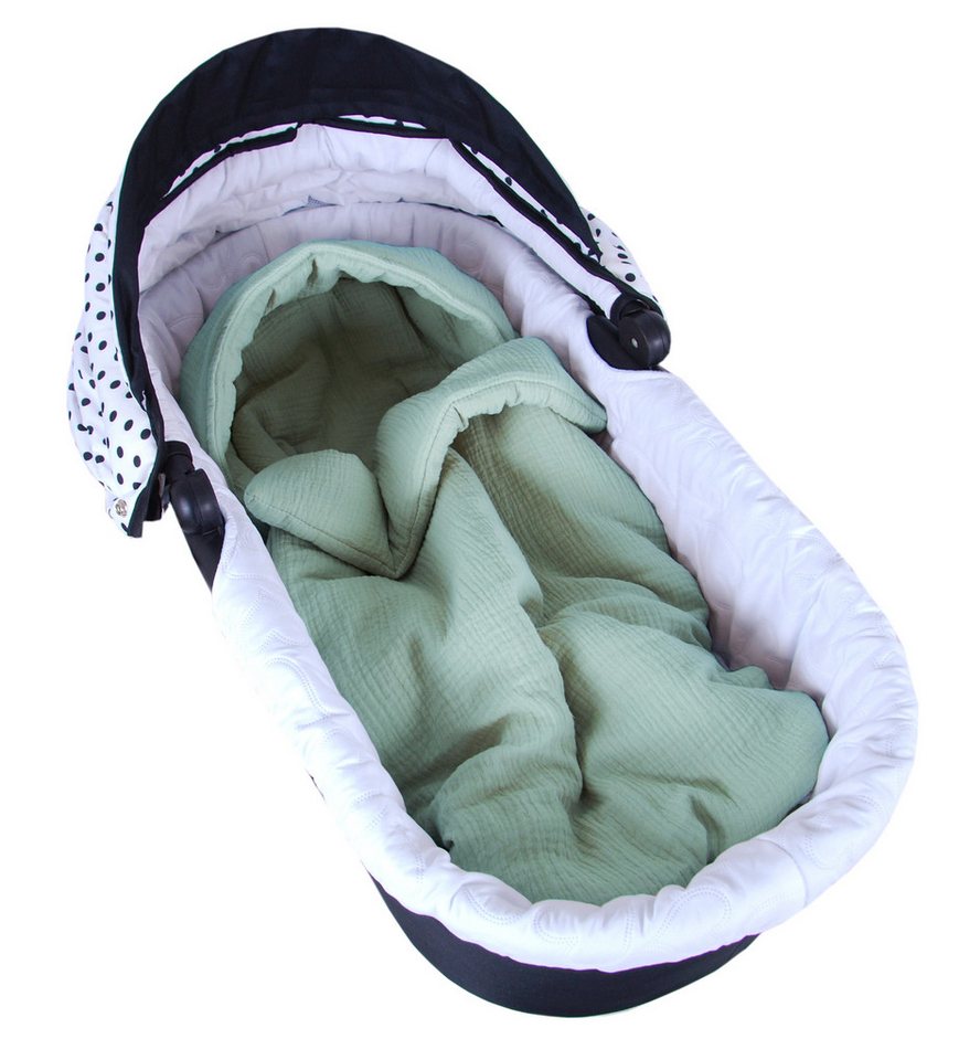 BabyLux Fußsack Sommerfußsack 90cm für Babyschale, Kinderwagen & Buggy Frühling Herbst, Musselin - hell Grün Fußsack