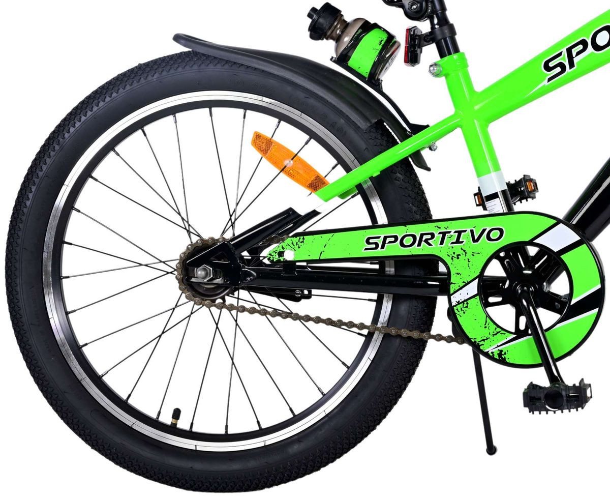 Volare Kinderfahrrad 20 Zoll Kinder Jungen Fahrrad Kinderfahrrad Rad Sportivo Grün 22114, 1 Gang, Rücktrittbremse, Seitenständer, Schutzbleche, Trinkflasche, Klingel Bild 2