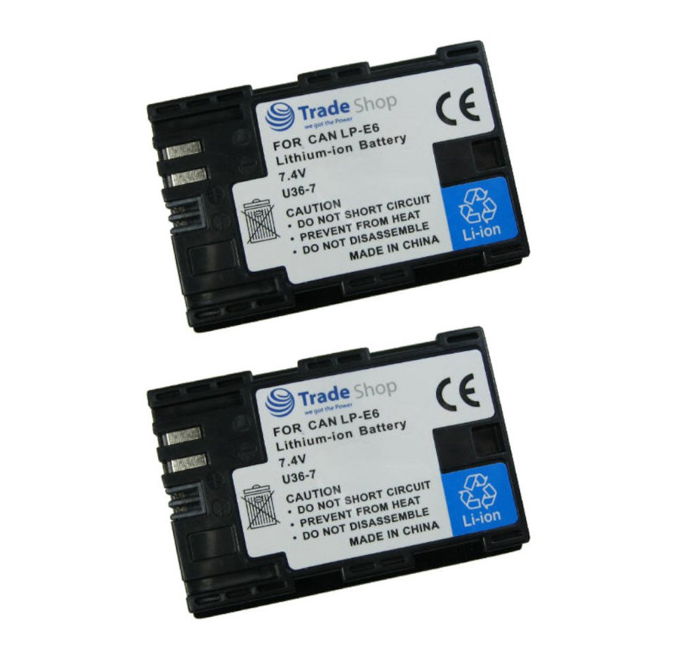 Trade-Shop 2x Akku passend für Canon EOS 60D 60Da 7D 7D Mark II 70D Kamera-Akku Li-Ion 2000 mAh (7,4 V)