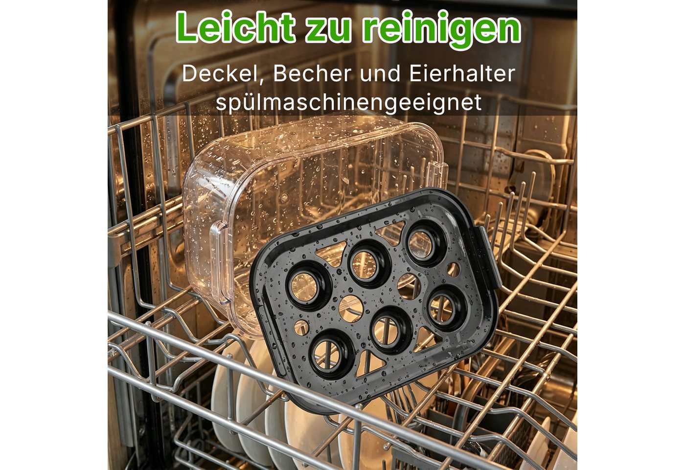 Forrlite Eierkocher für 6 Eier, Dampfgarer, für Frühstückseier von weich bis hart, Anzahl Eier: 6 St., 200 W, BPA-frei, mit Überhitzungsschutz, spülmaschinengeeignet