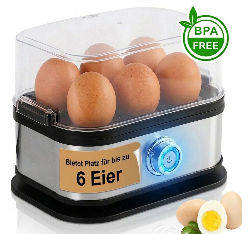 Forrlite Eierkocher für 6 Eier, Dampfgarer, für Frühstückseier von weich bis hart, Anzahl Eier: 6 St., 200 W, BPA-frei, mit Überhitzungsschutz, spülmaschinengeeignet Bild 4