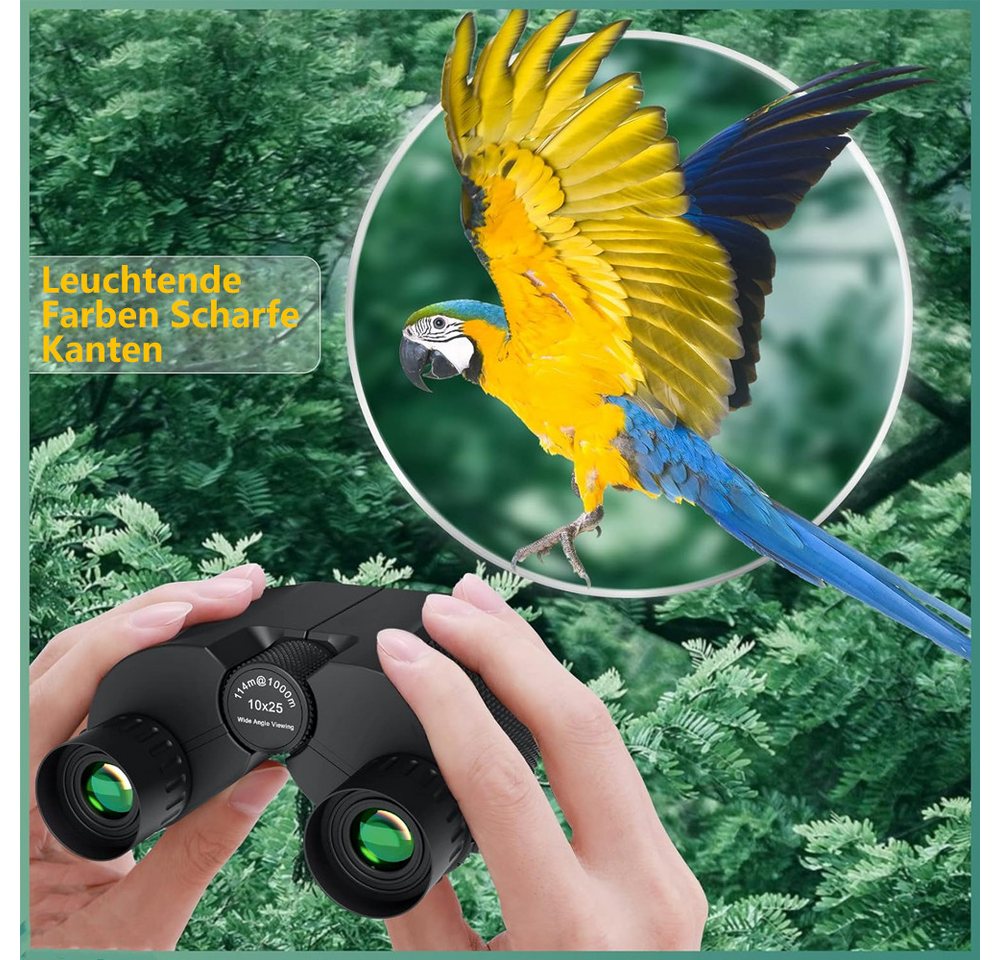 TUWENA 10x25 Kompakt Fernglas Kind Erwachsen, Nachtsicht Schwachem Licht Klar Fernglas (Ideal für Outdoor Sportspiele Vogelbeobachtung Reisen Jagd Konzerte) Bild 5