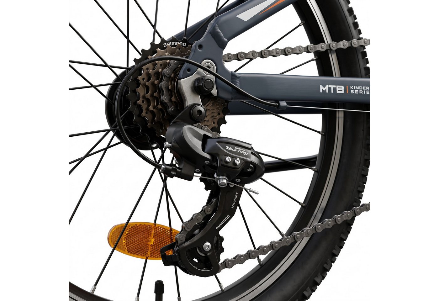 BERLIN BIKE Kinderfahrrad 20 Zoll MTB Kid Grizz Serien, leichtes Aluminiumrahmen, 7 Gang Shimano RD-TY200 Schaltwerk, Kettenschaltung, Mitwachsend dank höhenverstellbarem Sattel und Lenker
