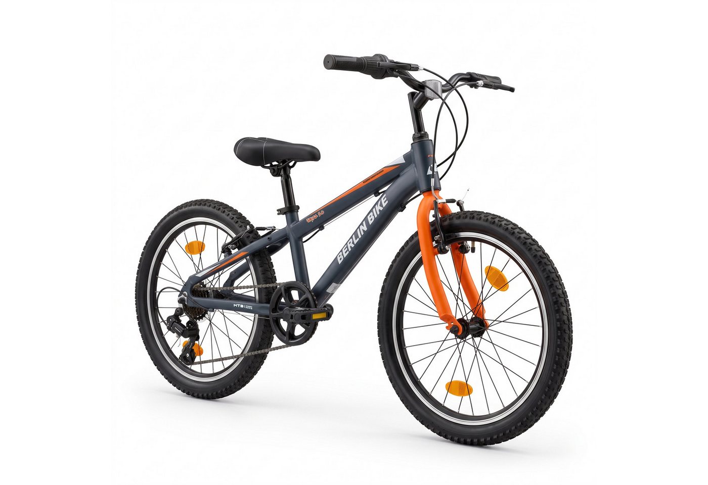 BERLIN BIKE Kinderfahrrad 20 Zoll MTB Kid Grizz Serien, leichtes Aluminiumrahmen, 7 Gang Shimano RD-TY200 Schaltwerk, Kettenschaltung, Mitwachsend dank höhenverstellbarem Sattel und Lenker Bild 4