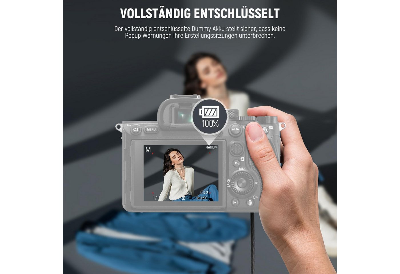 Neewer TC-FZ100 USB-C Dummy Akku für Sony NP-FZ100 A7/FX/ZV Serie Kamera-Akku, Stabile Stromversorgung/Vollständig dekodiert Bild 5