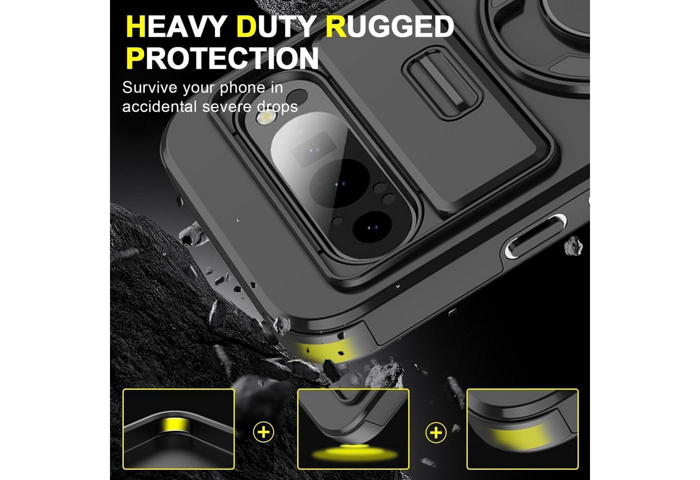 LuxusKollektion Handyhülle Schutzhülle Pixel 9 Pro XL Militärschutz Google Pixel 9 Pro XL Schwarz Bild 3