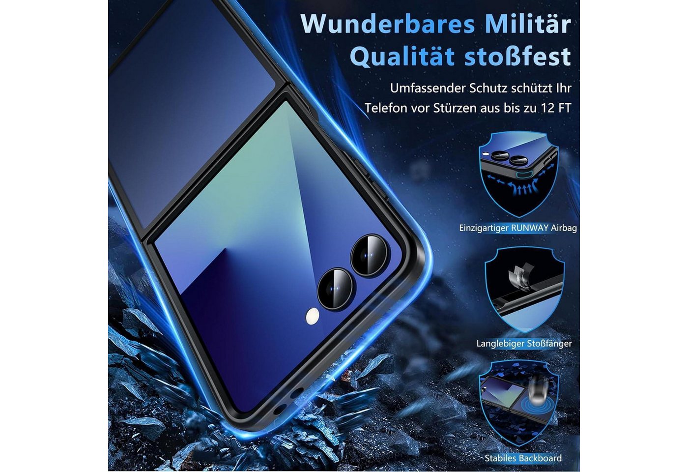 LuxusKollektion Smartphone-Hülle Hülle Z Flip 7 Militärschutz Antirutsch Samsung z flip 7-Schwarz Bild 4