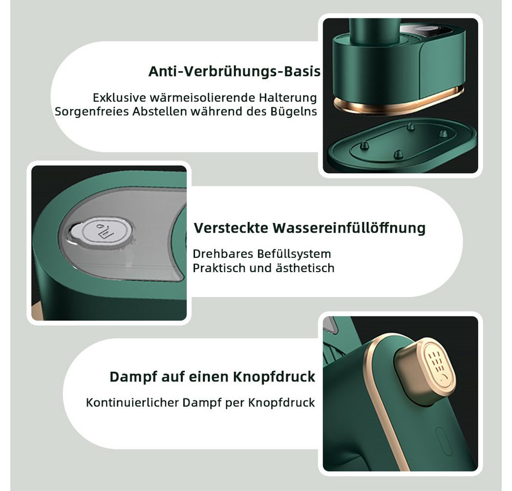 Tekoo Dampfbügeleisen 2-in-1 Dampf & Trocken, Reisebügeleisen Faltbar, 40 W, 180° drehbarer Griff, Faltbares Design, 2-in-1 Trocken & Dampfbügeln Bild 3