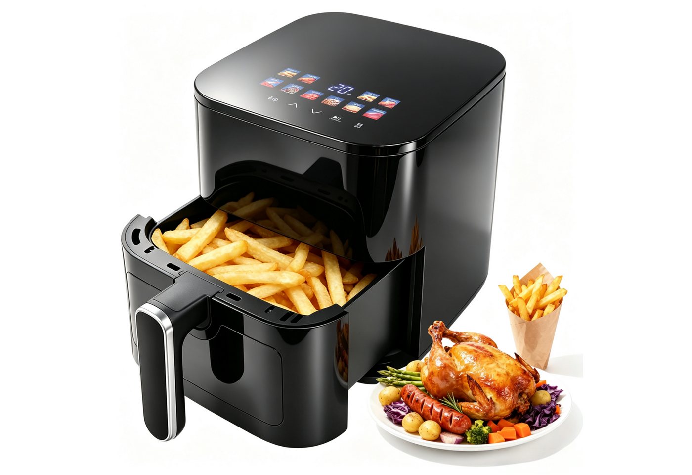 OZAVO Heißluftfritteuse 4,5L XXL, 1200W Airfryer mit 10 Programmen & Sichtfenster, 1200 W, Digitales LED-Display, Heißluft Fritteuse Ohne Öl, für 3-5 Personen Bild 5