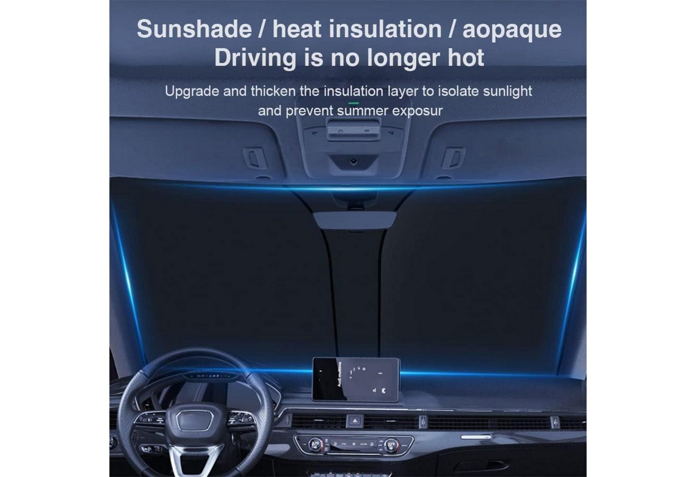 LuxusKollektion Frontscheibenabdeckung Sonnenschutz Frontscheibe Abdeckung Faltbar UV Auto SUV 136*65cm
