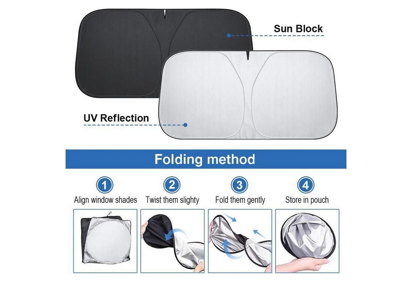 LuxusKollektion Frontscheibenabdeckung Sonnenschutz Frontscheibe Abdeckung Faltbar UV Auto SUV 136*65cm Bild 2