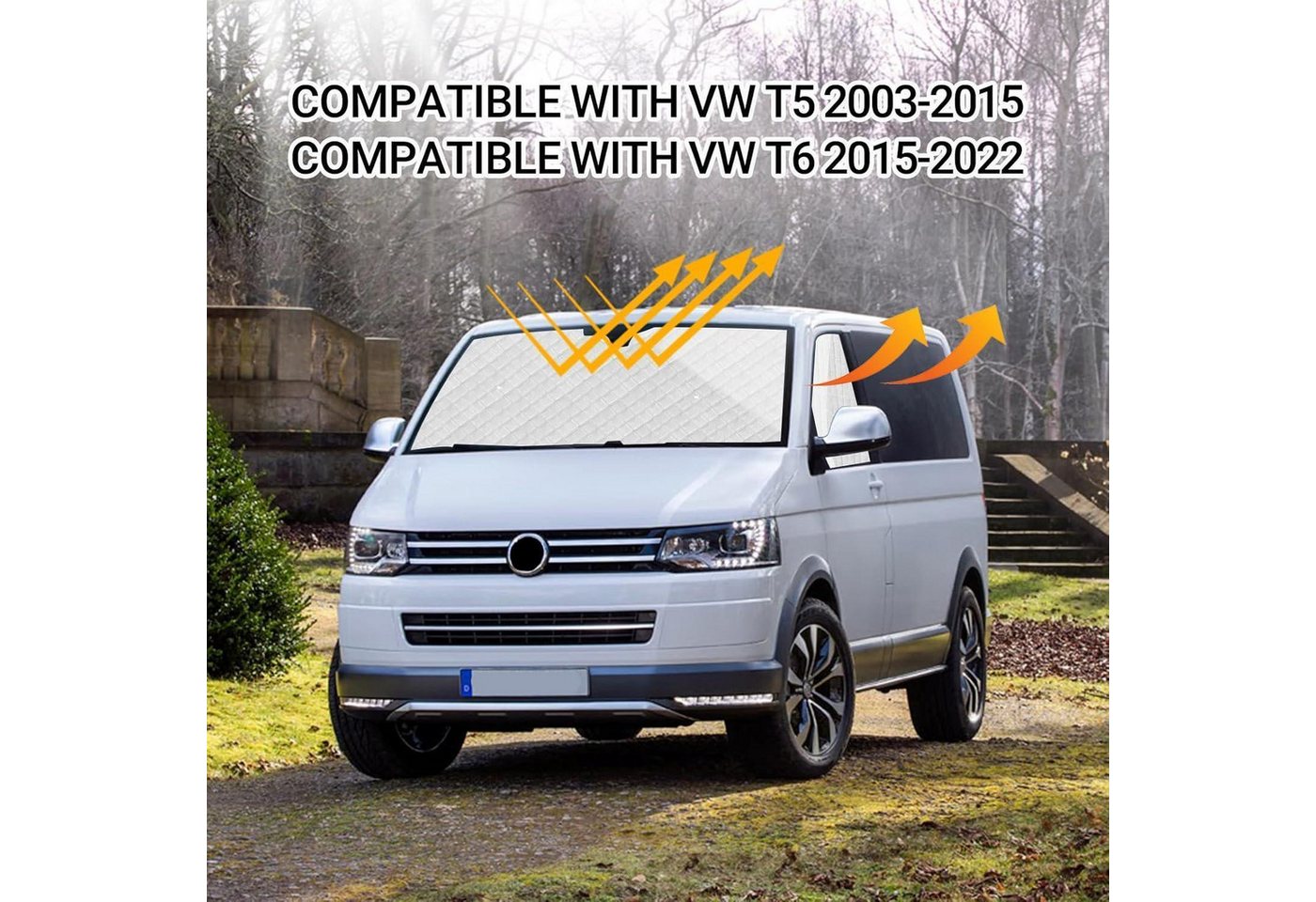 LuxusKollektion Frontscheibenabdeckung Sonnenschutz Frontscheibe VW T5 T6 100% Okklusion 3PCS for T5 T6 Bild 3