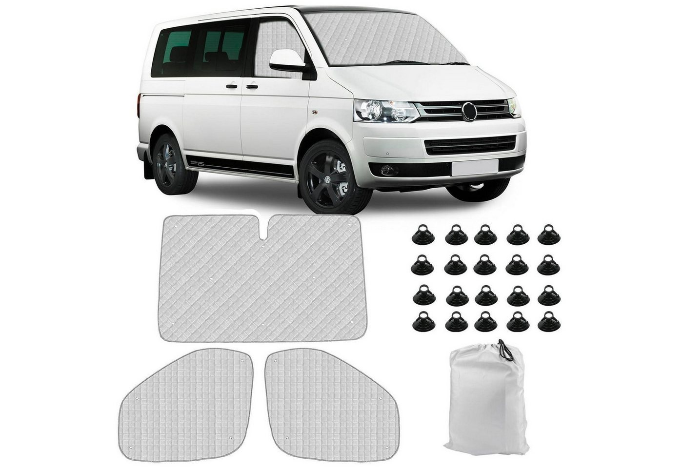 LuxusKollektion Frontscheibenabdeckung Sonnenschutz Frontscheibe VW T5 T6 100% Okklusion 3PCS for T5 T6 Bild 4