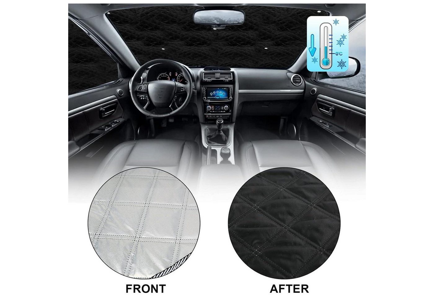 LuxusKollektion Frontscheibenabdeckung Sonnenschutz Frontscheibe VW T5 T6 100% Okklusion 3PCS for T5 T6 Bild 5