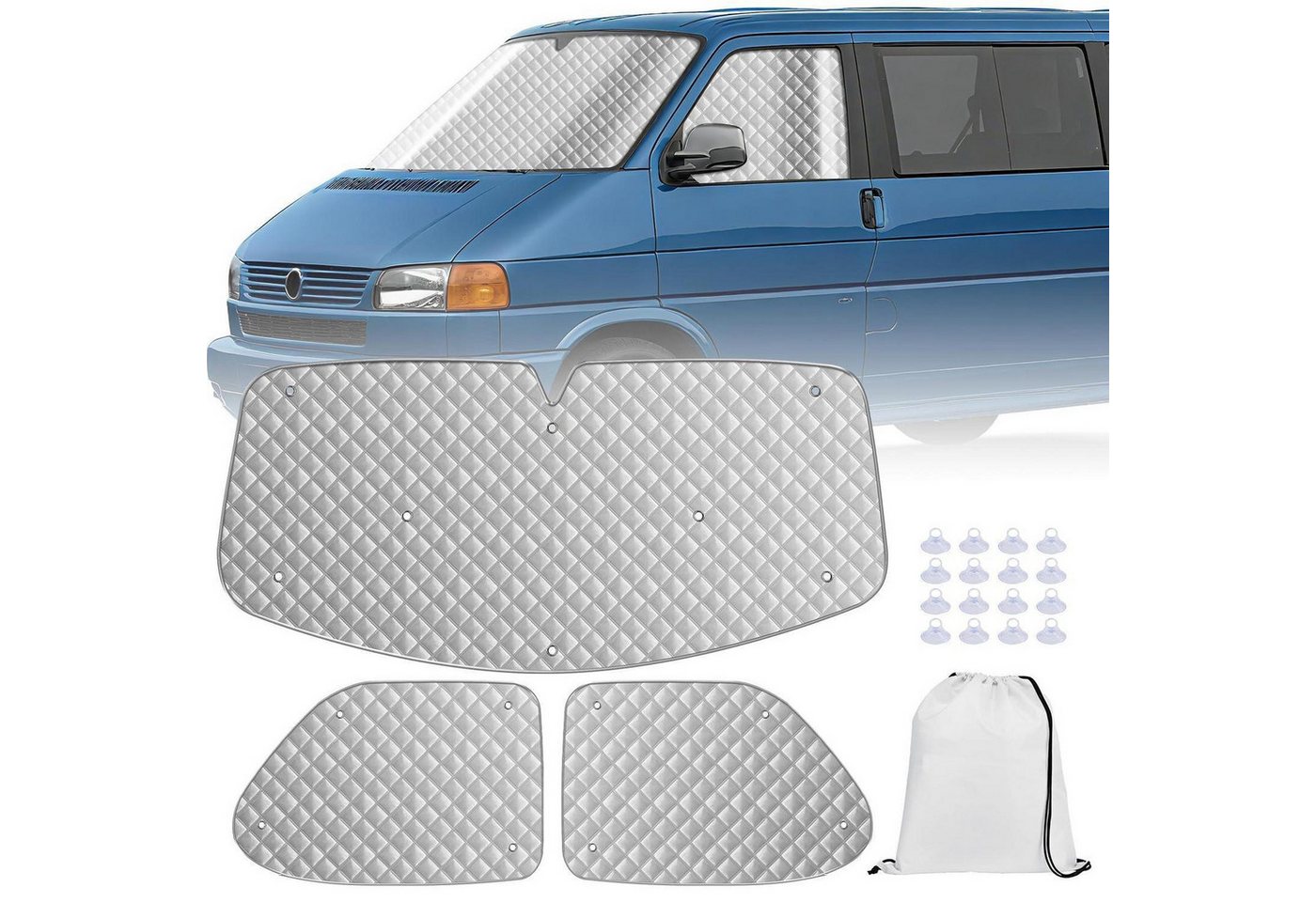 LuxusKollektion Frontscheibenabdeckung Sonnenschutz Frontscheibe Thermomatte UV Schutz Wohnmobil für VW T4