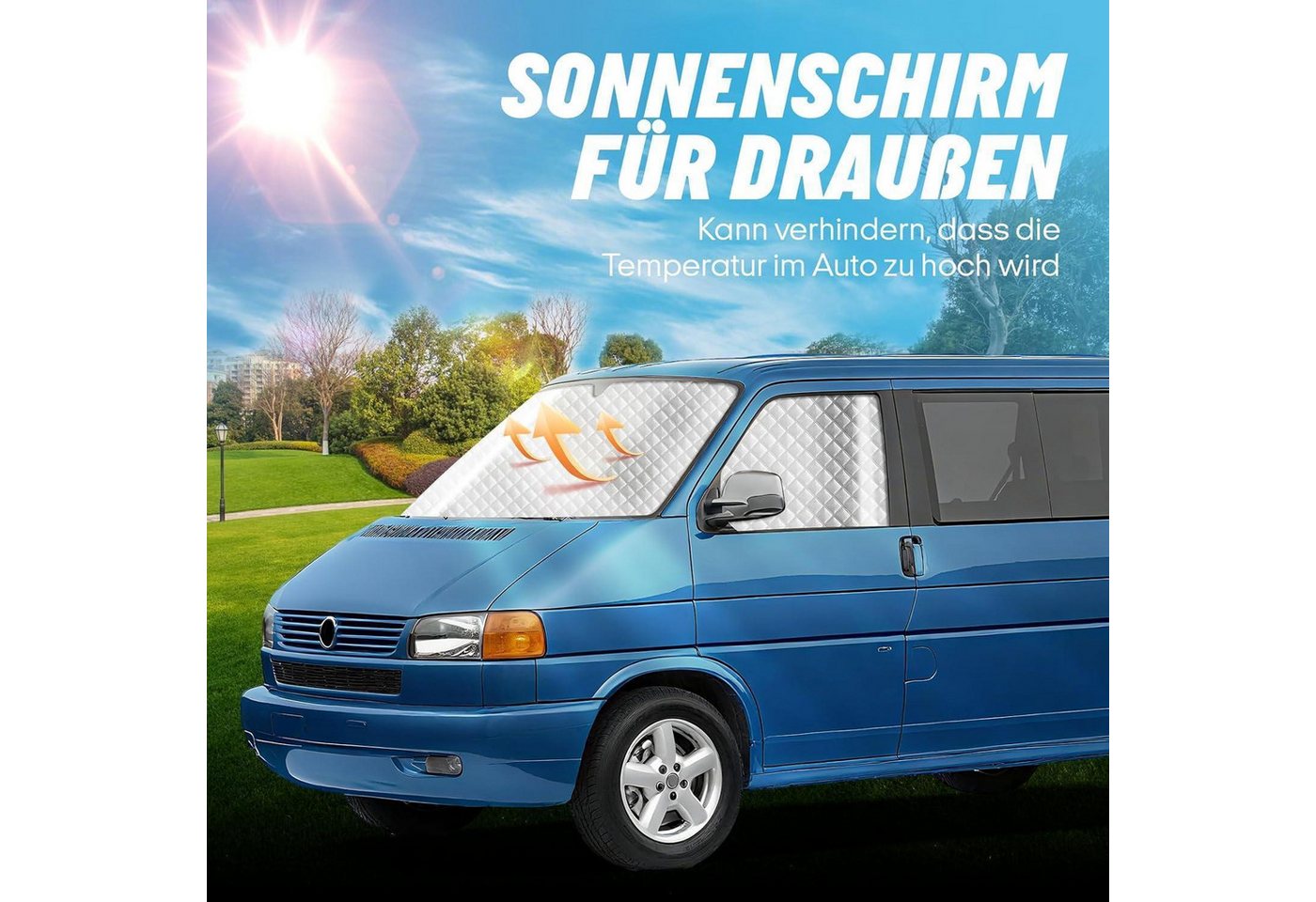 LuxusKollektion Frontscheibenabdeckung Sonnenschutz Frontscheibe Thermomatte UV Schutz Wohnmobil für VW T4 Bild 3