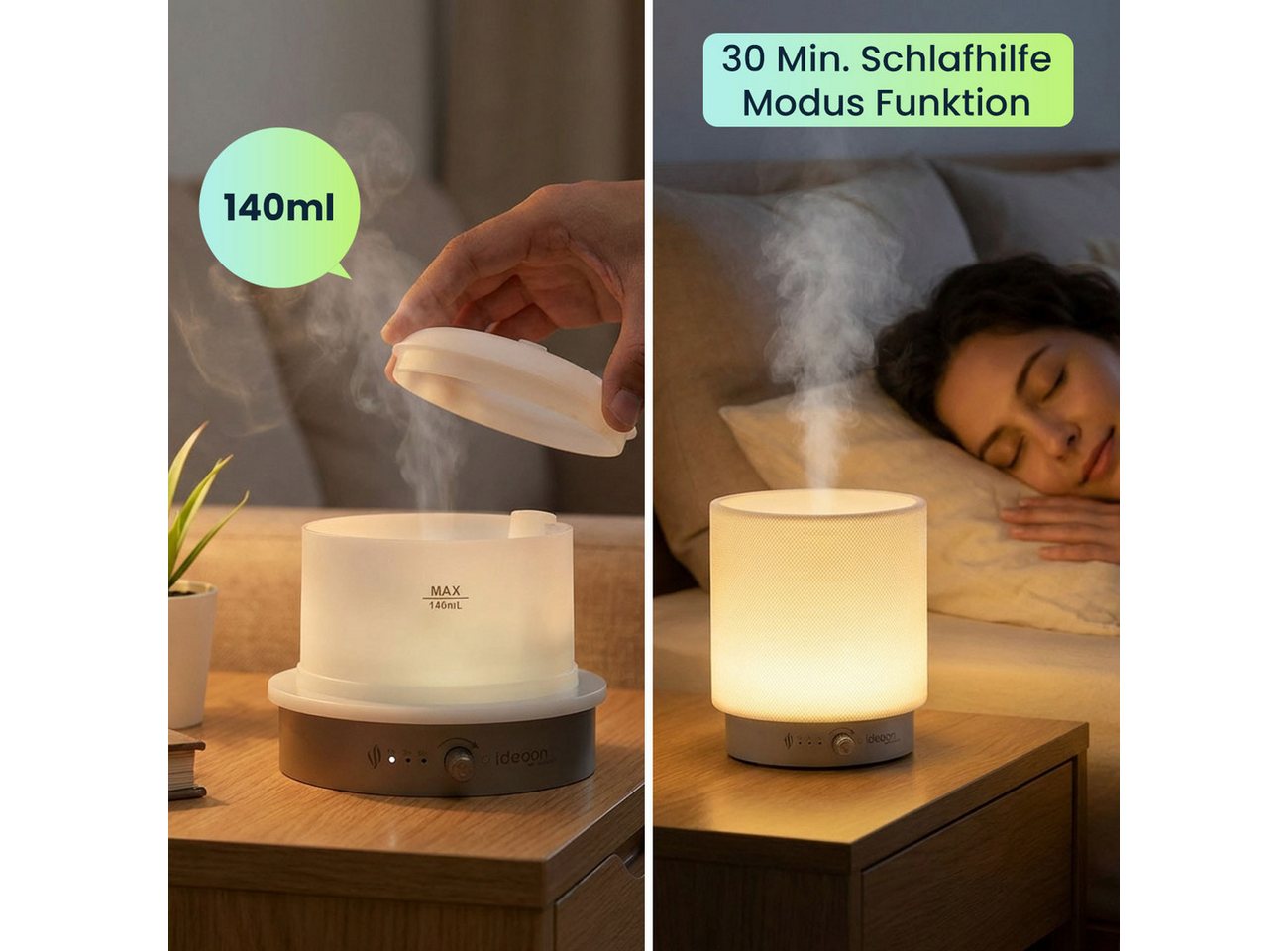 shop'n smile ideoon Diffuser Aroma Diffuser 140ml LED Beleuchtung dimmbar Elektrische Duftlampe 12W Bild 5