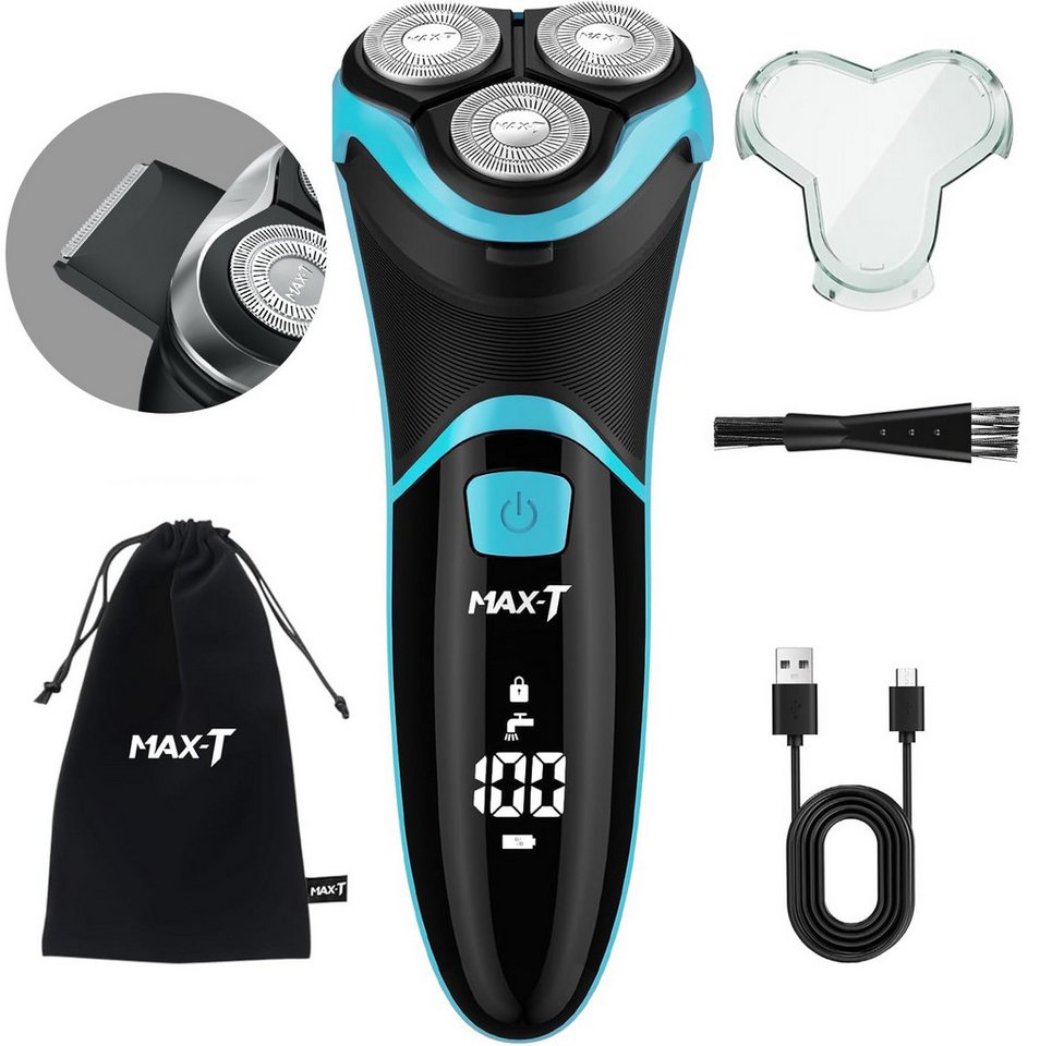 MAX-T Elektrorasierer Elektrischer Rasierer Wet & Dry, mit LED-Reisesicherung, mit ausklappbarem Präzisionstrimmer Bild 5
