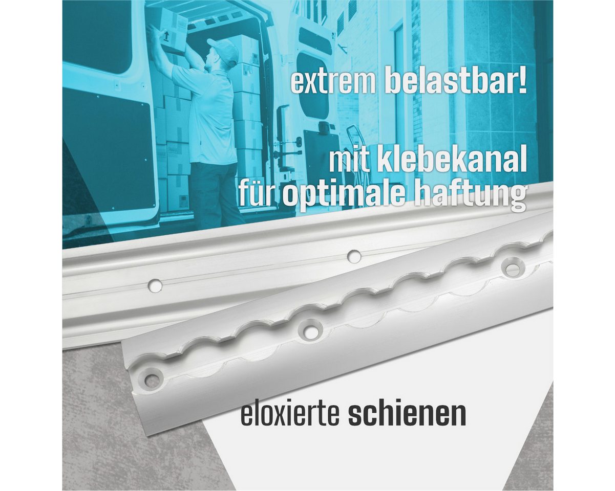 solidpro Spanngurt Airlineschiene 2x 0,5 Meter halbrund silber, TÜV zertifiziert (2-St)