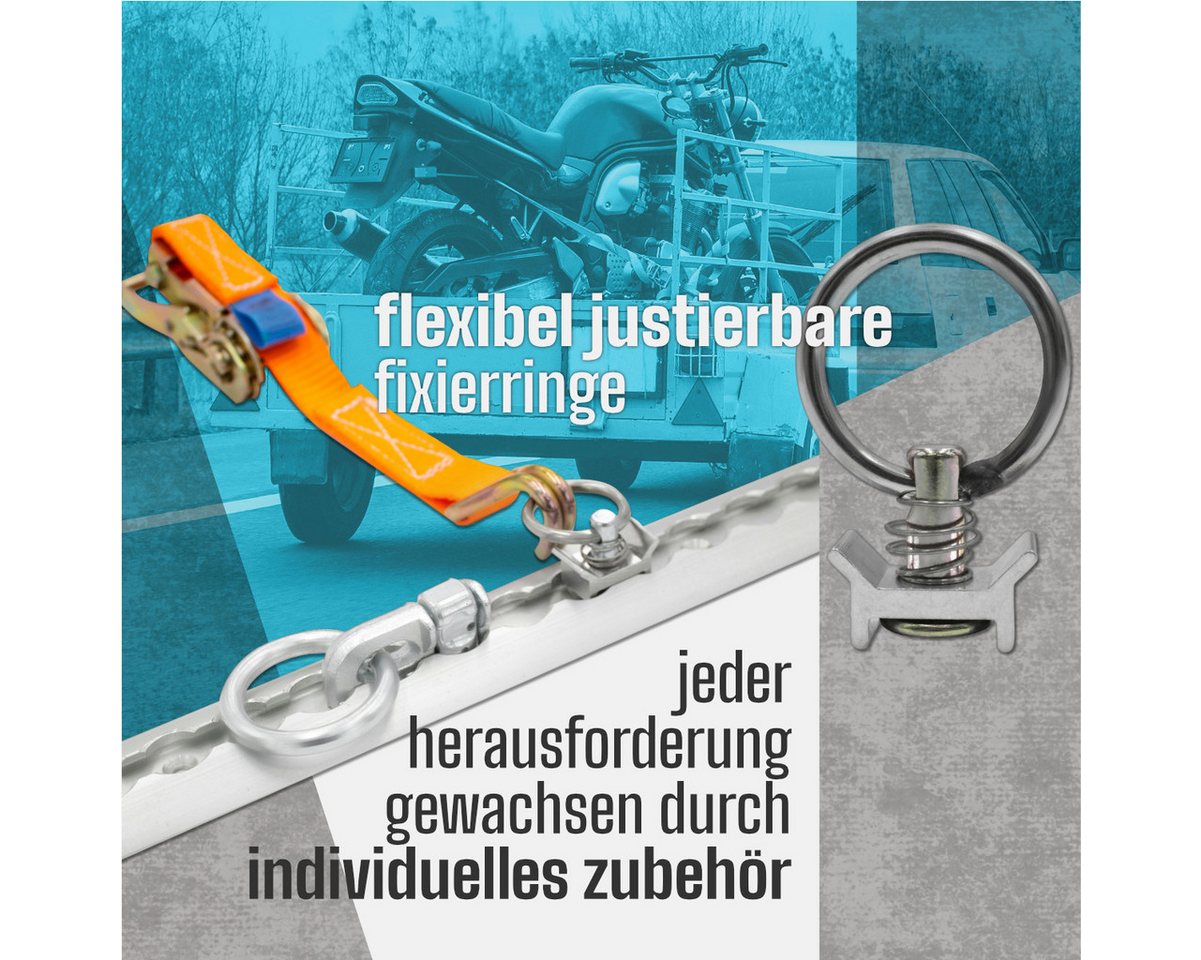 solidpro Spanngurt Airlineschiene 2x 0,5 Meter halbrund silber, TÜV zertifiziert (2-St) Bild 2