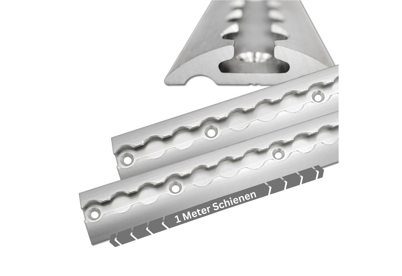 solidpro Spanngurt Airlineschiene 4x 1 Meter halbrund silber, TÜV zertifiziert (4-St) Bild 3