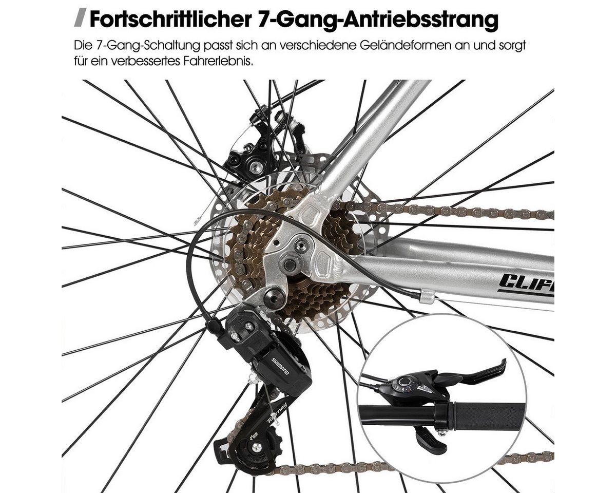 HILAND Rennrad 28-Zoll 700C Cityrad für Alle, leichtes Reise- und Pendlerfahrrad, Rahmen aus Aluminiumlegierung, 7-Gang-Doppelscheibenbremsen Bild 4