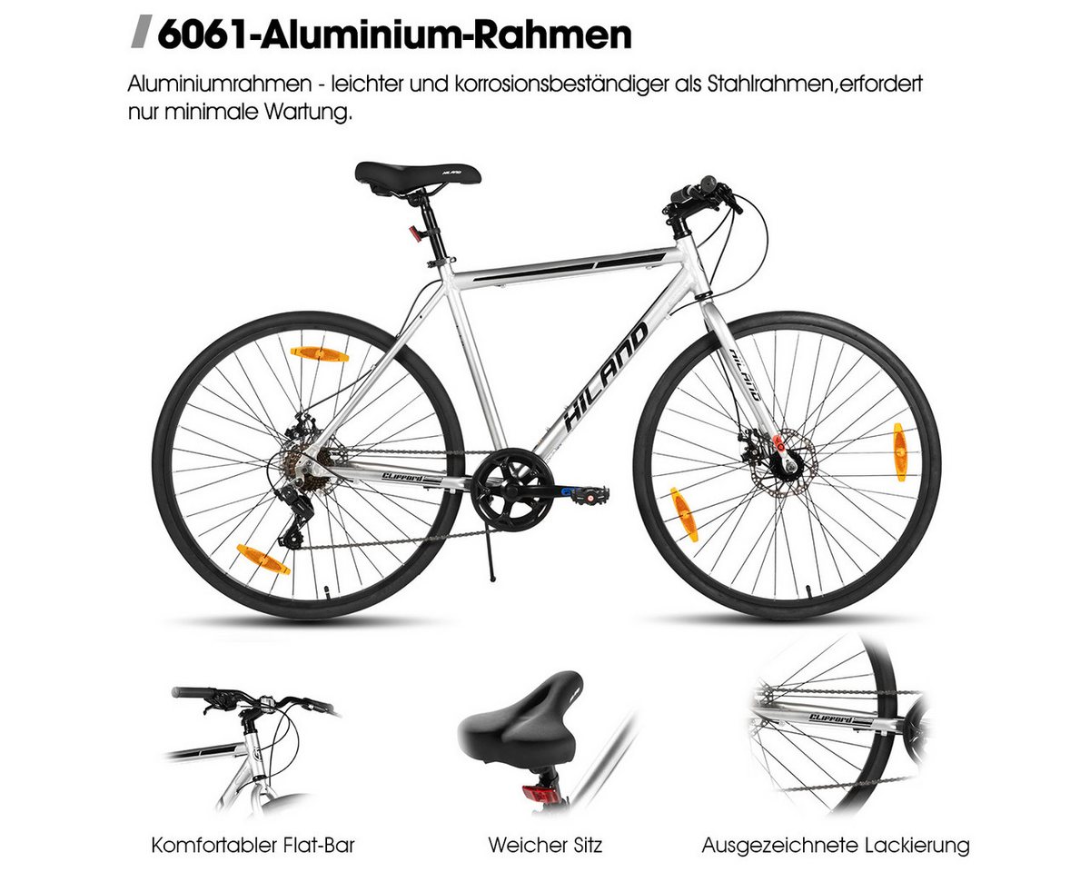 HILAND Rennrad 28-Zoll 700C Cityrad für Alle, leichtes Reise- und Pendlerfahrrad, Rahmen aus Aluminiumlegierung, 7-Gang-Doppelscheibenbremsen Bild 5