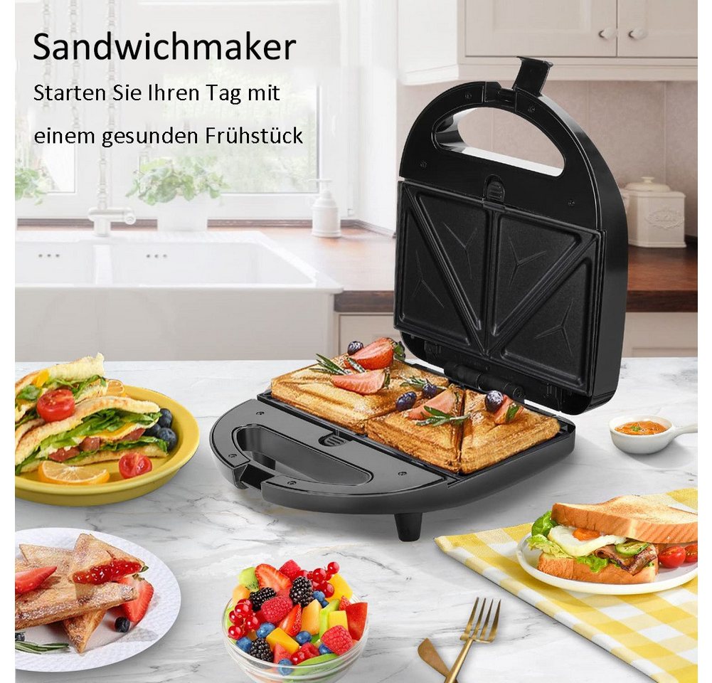 SOKANY Sandwichmaker 6-in-1 Waffel/Panini/Donut Maker, Antihaftbeschichtung, 750 W Bild 3