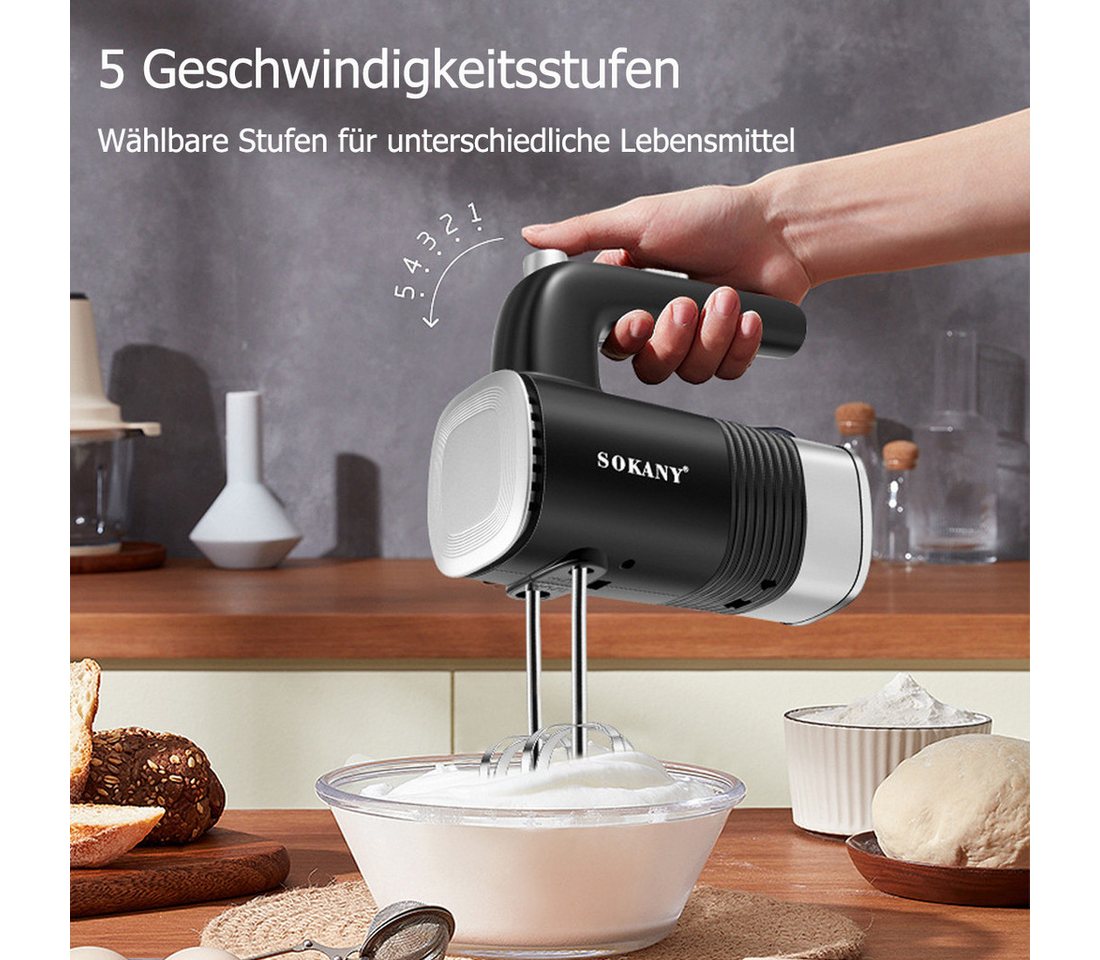 SOKANY Handmixer 3 in 1 800W Handrührgerät Handrührer, 5 Geschwindigkeiten, 800 W