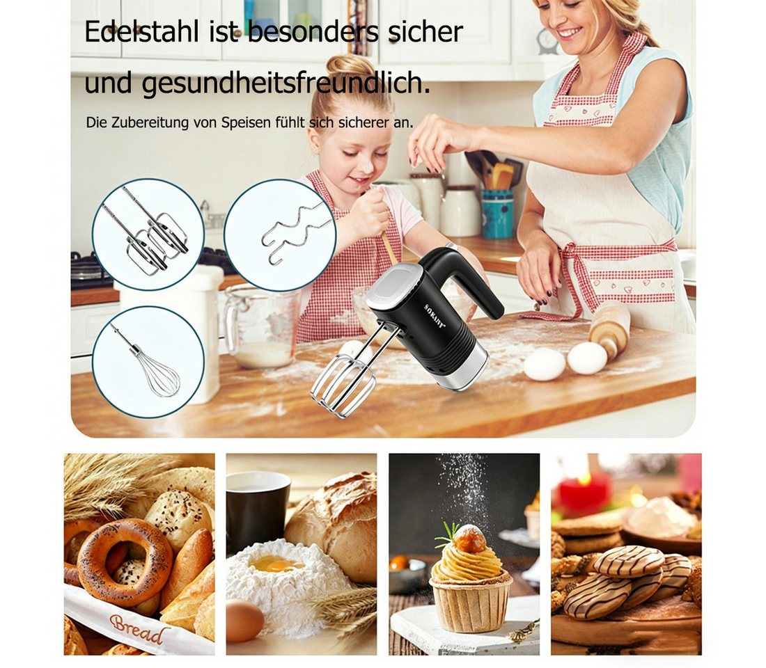 SOKANY Handmixer 3 in 1 800W Handrührgerät Handrührer, 5 Geschwindigkeiten, 800 W Bild 3