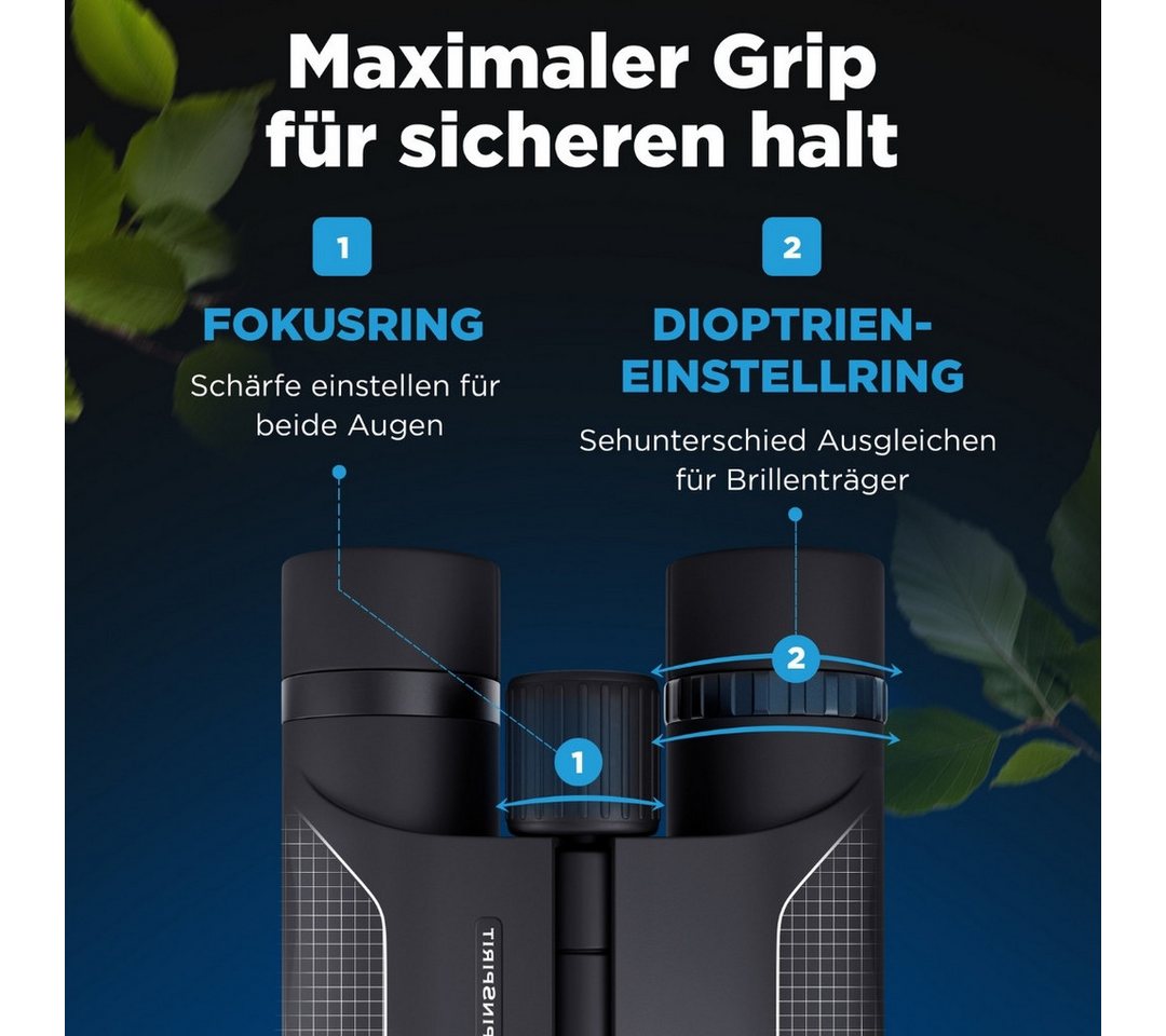 AlpinSpirit Fernglas inkl. Tasche & Zubehör (Testsieger) – für Brillenträger Fernglas (Kinder und Erwachsene, Ideal für Sport, Reise, Freizeit - FMC & BAK4)