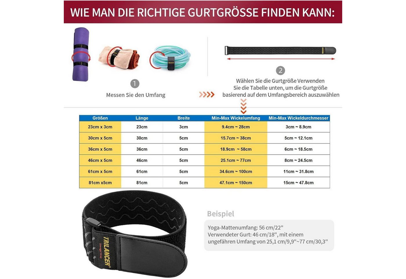 LuxusKollektion Spanngurt Gurtbänder Klettverschlüsse Klettgurte 5 Größen (23+30+36+46+61cm) Bild 2