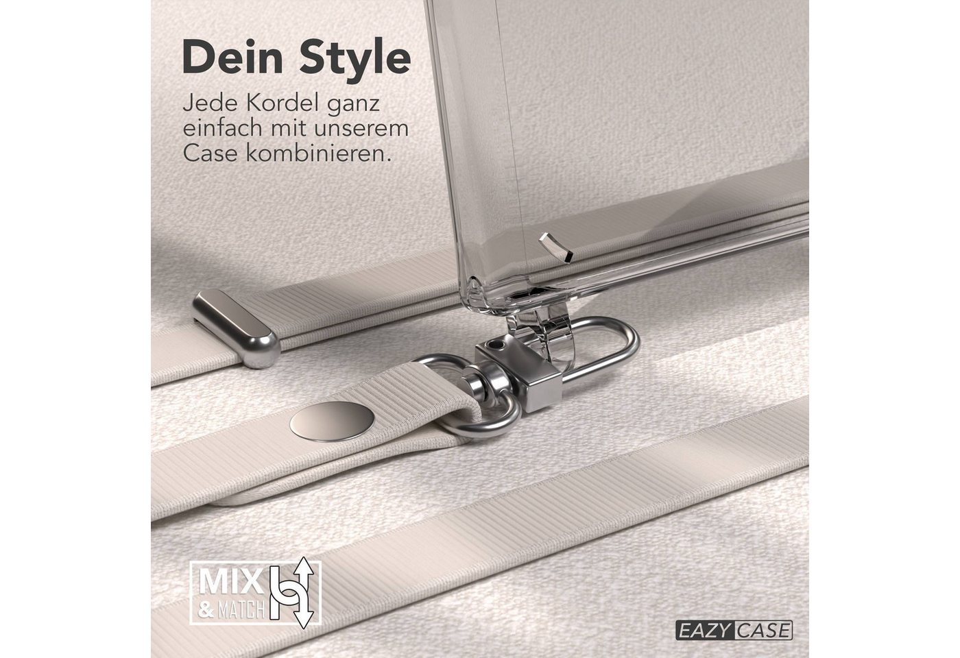EAZY CASE Handykette für Samsung Galaxy S23 Ultra Handyhülle mit Handyband magnetisch, Handykordel in Taupe mit Magnetband für Hüllen mit 2x2 Löchern