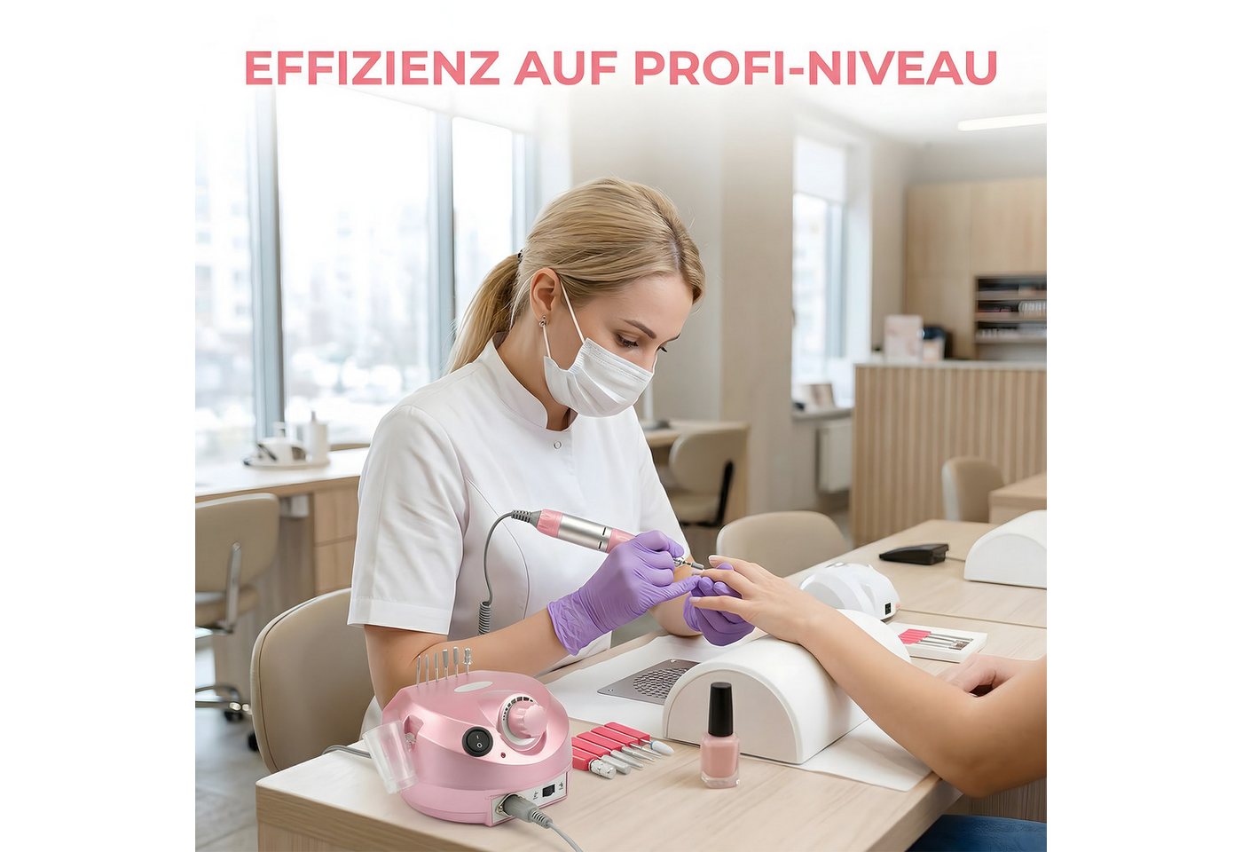 AKKEE Maniküre-Pediküre-Set Elektrische Nagelfräser Fußpflegegerät 45000RPM, Nagelfeile Set, für den Heimgebrauch und Nagelstudios Bild 3