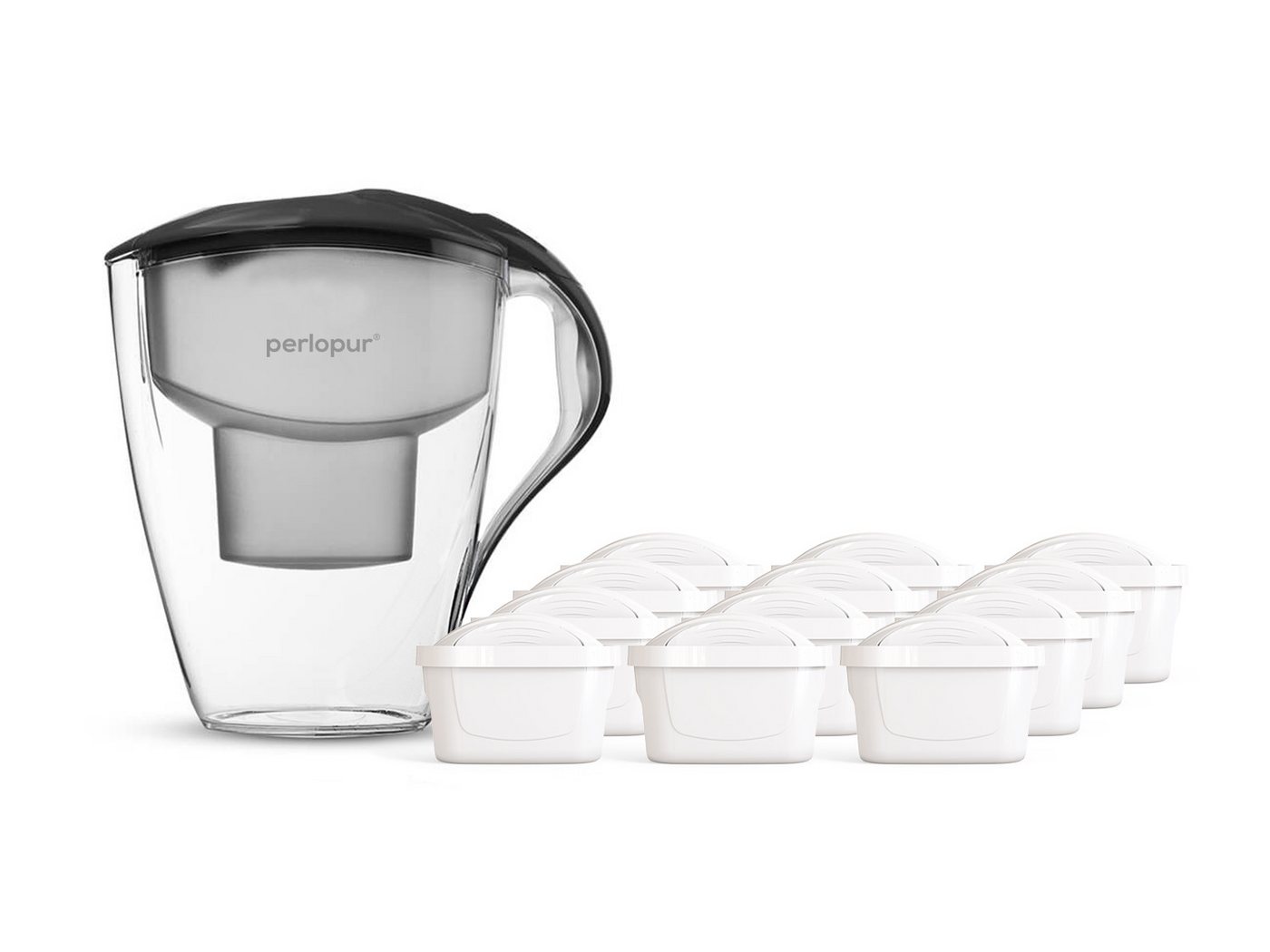 PerloPur Wasserfilter PerloPur Astra (anthrazit) - inkl. 12 unimax Filterkartuschen