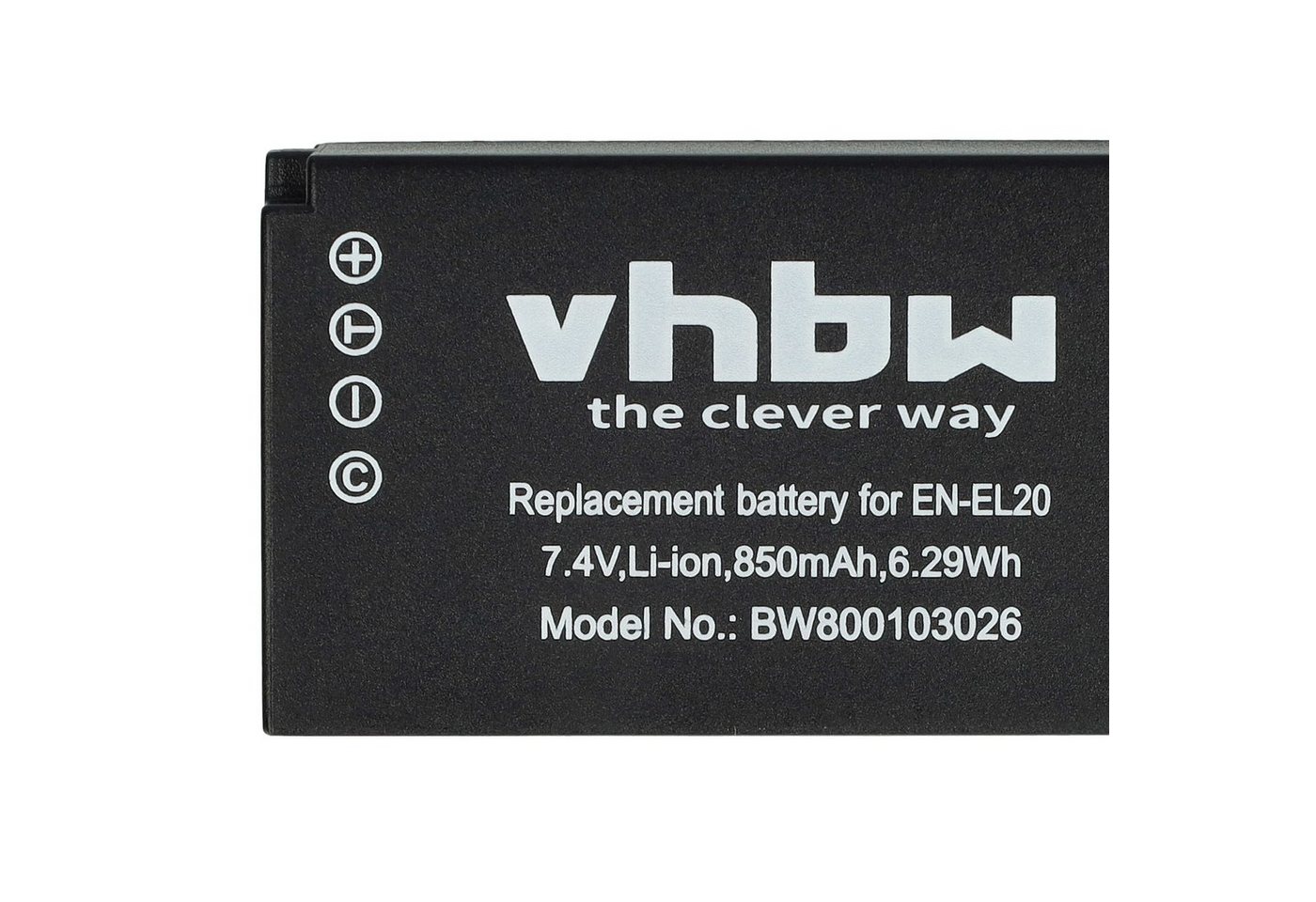 vhbw Akku Ersatz für Nikon EN-EL20a, EN-EL20 für Kamera / Foto / Kamera-Akku Akku Li-Ion 850 mAh (7,4 V, 1 St), Leistungsfähiger Austausch-Akku für Digitalkamera, Spiegelreflexkamera