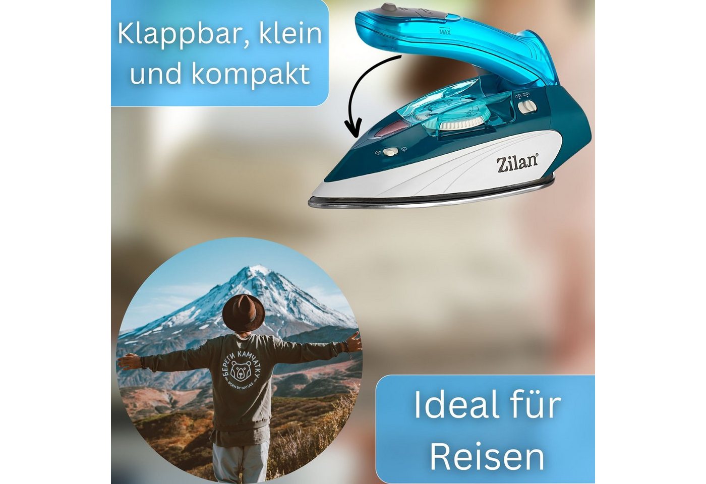 Zilan Dampfbügeleisen ZLN-4223, 1100 W, Antihaft Beschichtete Bügelsohle,Temperaturkontrolle