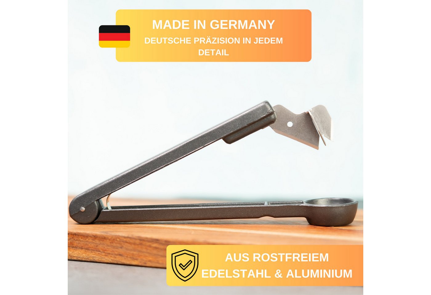 Thiru Entkerner mit robustem sternförmigen Entkernstößel, Pflaumenensteiner, Made in Germany, speziell gehärtetes Messer