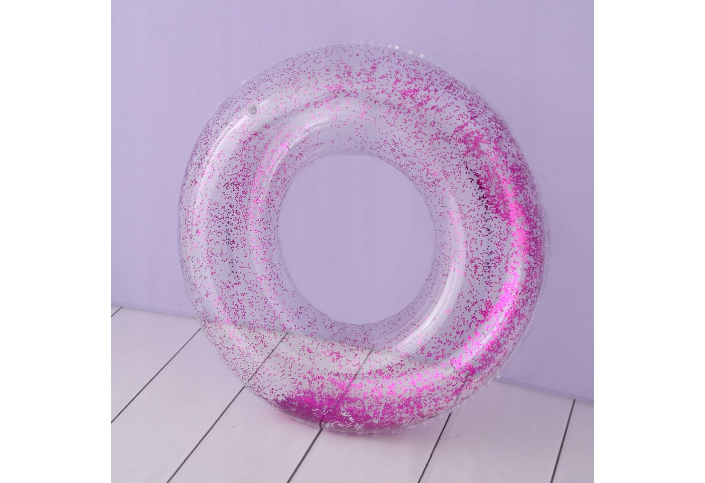 Festivalartikel Schwimmring Aufblasbarer Schwimmring Glitzer 75cm - Rosa Holo PVC für Kinder Bild 4