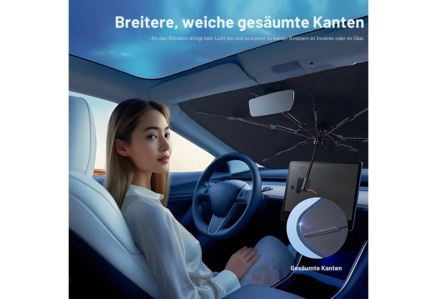 HS.SUPPLY Autosonnenschutz Frontscheibenabdeckung, Auto Sonnenschutzschirm, Auto Sonnenschutz, Universell einsetzbar, gesäumte Ecken