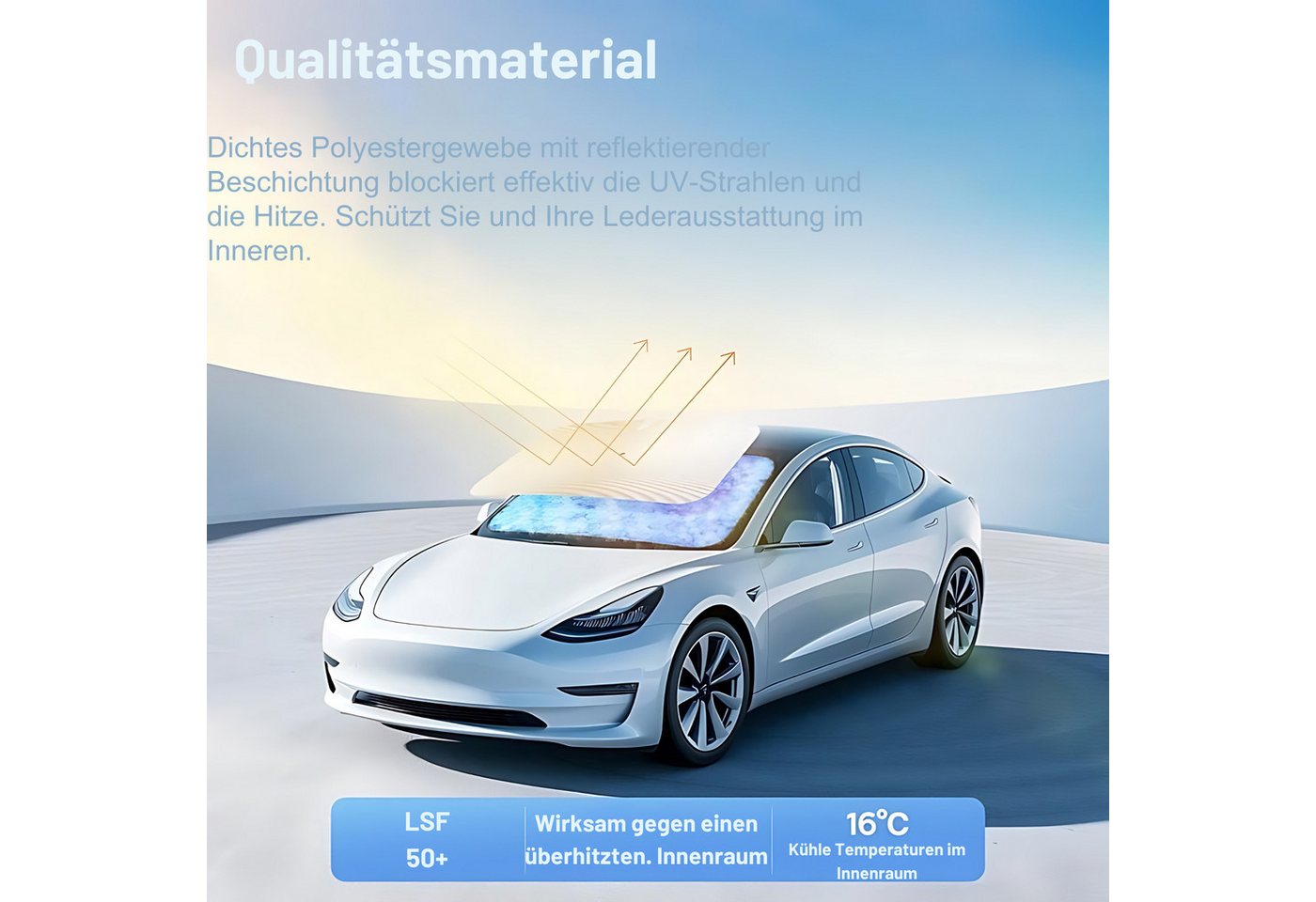 HS.SUPPLY Autosonnenschutz Frontscheibenabdeckung, Auto Sonnenschutzschirm, Auto Sonnenschutz, Universell einsetzbar, gesäumte Ecken Bild 4