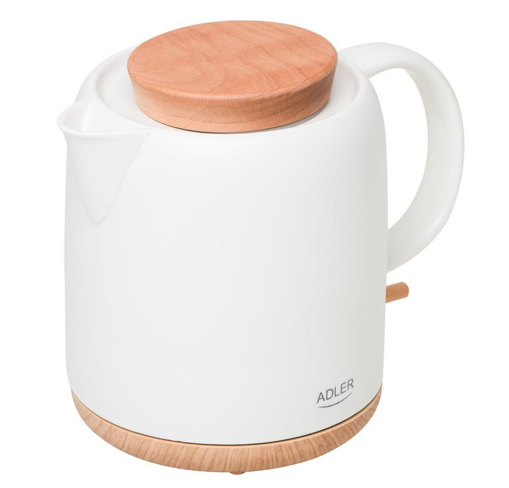 Adler Wasserkocher AD 1304, aus Keramik, 1,0L, 1200W, abnehmbarer Deckel, weiß Bild 2
