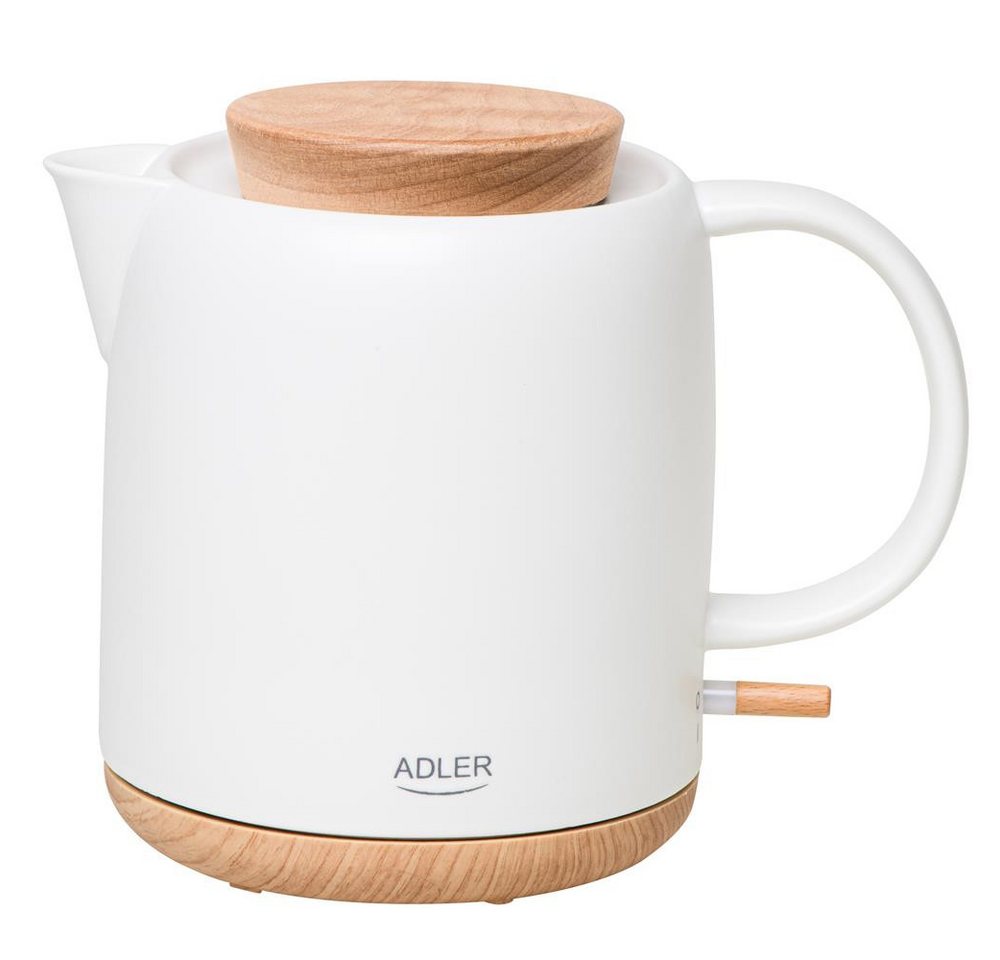 Adler Wasserkocher AD 1304, aus Keramik, 1,0L, 1200W, abnehmbarer Deckel, weiß Bild 3