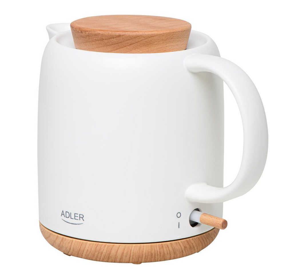 Adler Wasserkocher AD 1304, aus Keramik, 1,0L, 1200W, abnehmbarer Deckel, weiß Bild 4
