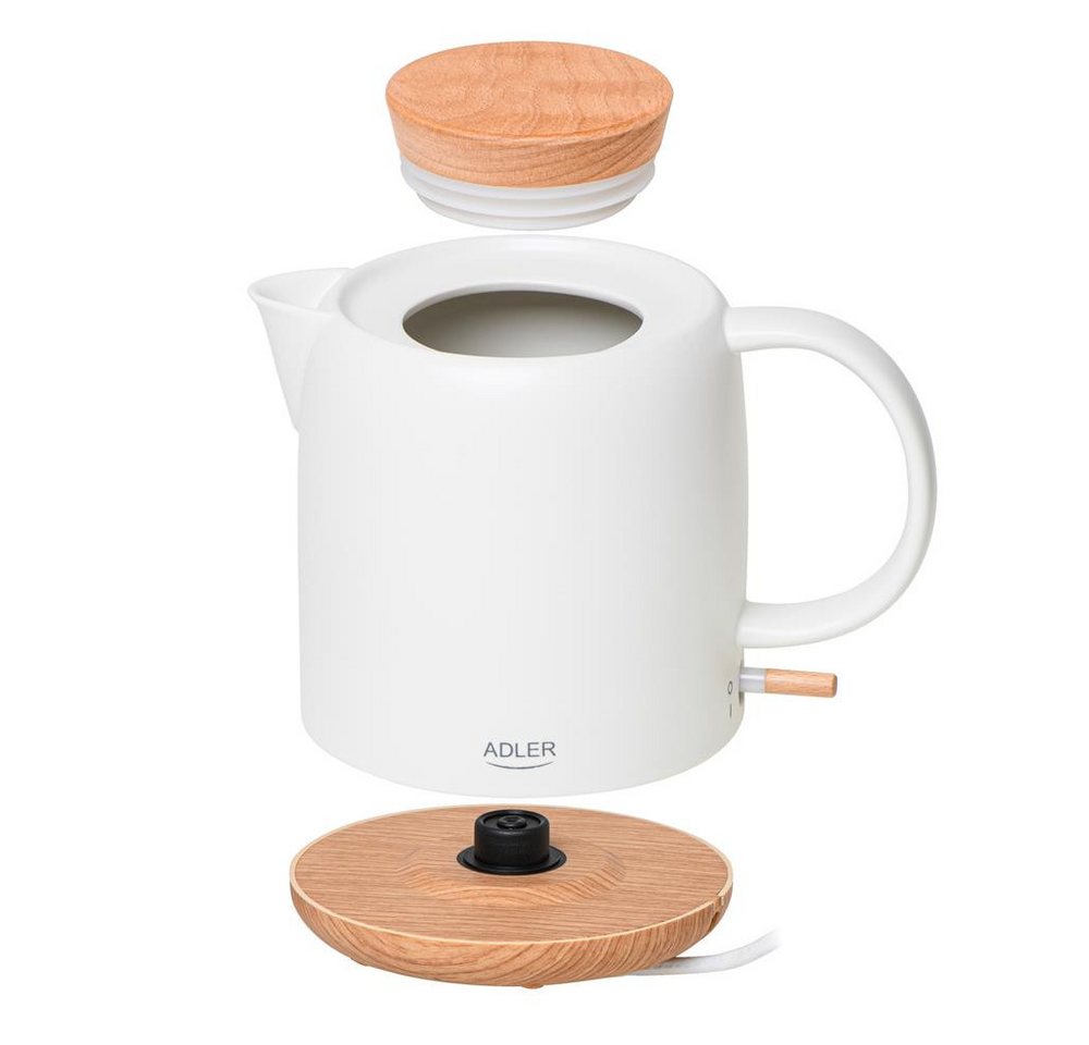 Adler Wasserkocher AD 1304, aus Keramik, 1,0L, 1200W, abnehmbarer Deckel, weiß Bild 5