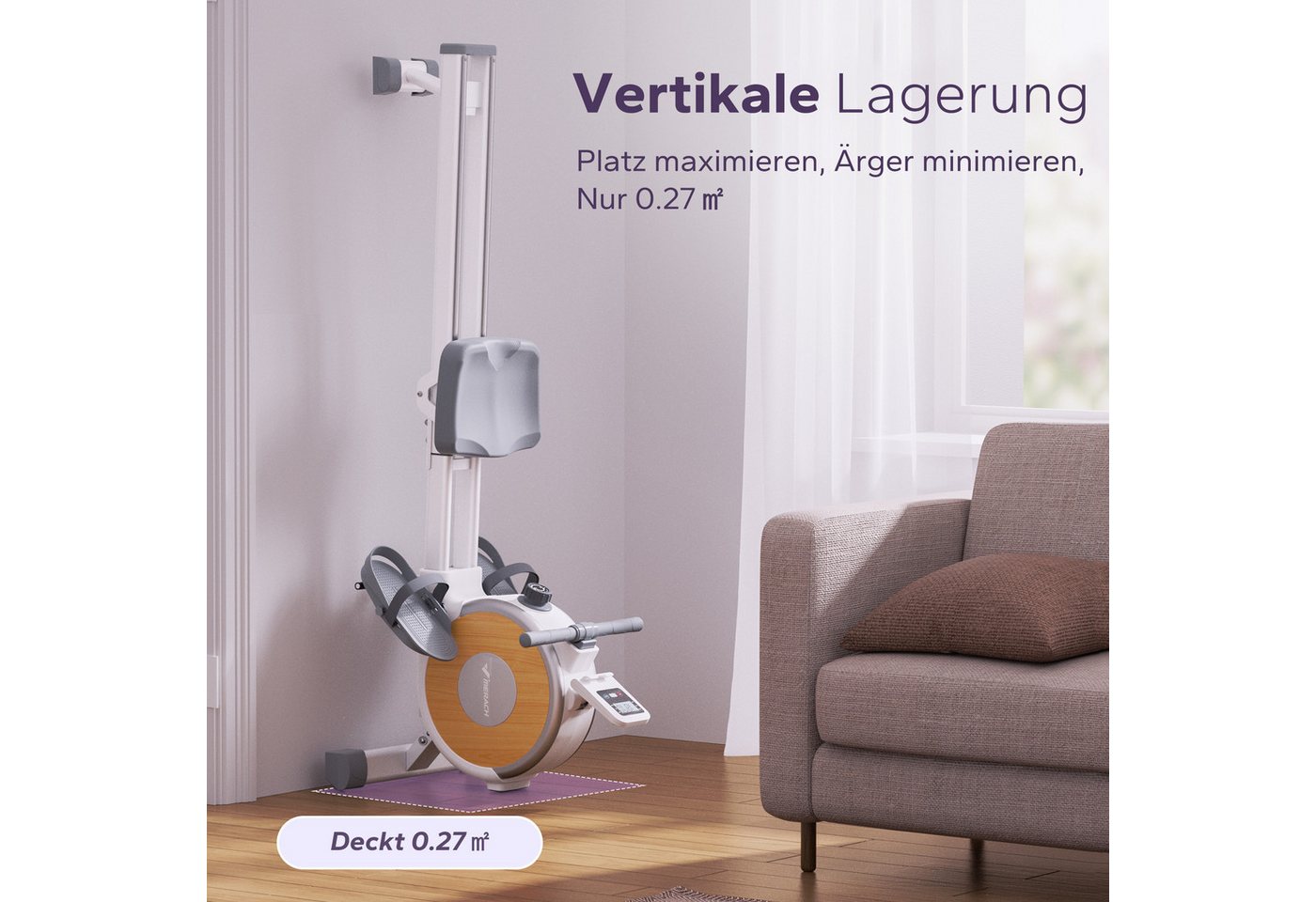 MERACH Rudergerät für Zuhause, Leises Magnetisches Rudergerät, mit Exklusiver APP (mit 16 Widerstandsstufen und Verbesserte Doppelschienen, mit Bluetooth Display & Tablet-Halter, Vertikale Aufbewahrung), Indoor Rudermaschine, Leicht zu Montieren, Belastbar bis 158KG Bild 5