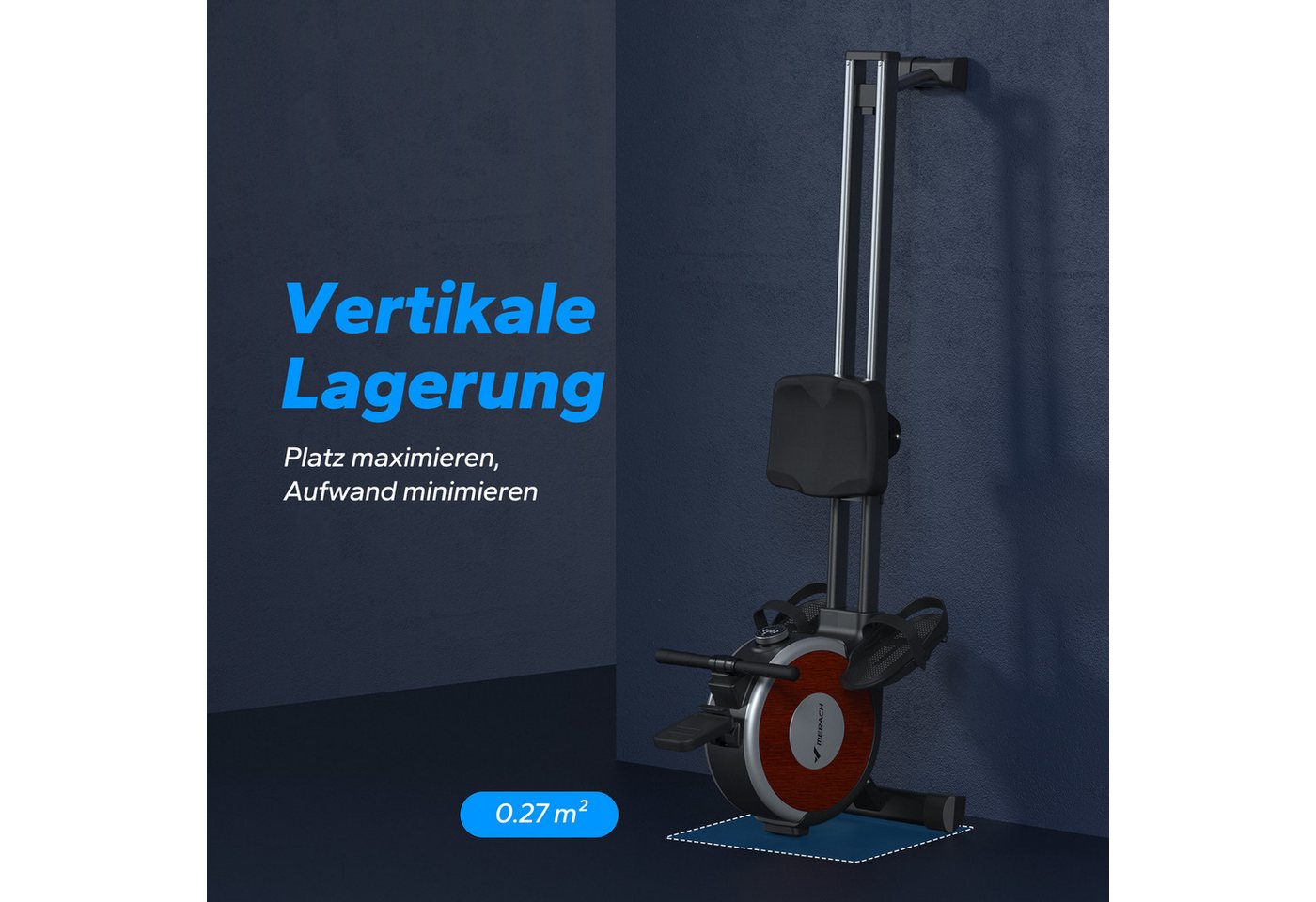 MERACH Rudergerät klappbar, smarter Magnetwiderstand bis 35KG Spitzenkraft (Rudergeräte mit 16 Stufen Einstellbar Widerstand, Doppel-Slide-Rails, Bluetooth Exklusiver App, Verstellbarer Tablethalterung, LCD-Display), ideal für Cardio-Training, Heimfitness, 158kg Belastbar Bild 3